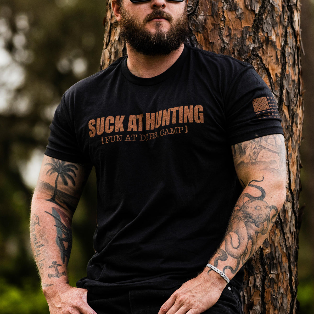 Men's Camo Hunting Shirt - Funny Graphic Tee For Outdoors, Camping, Black, Size 5XL