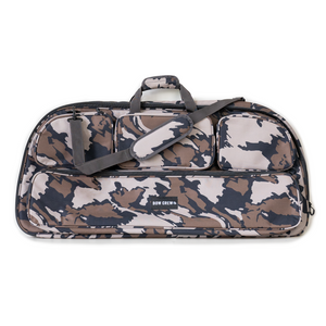 A high-quality compound bow case with a padded exterior, sturdy handles, and secure latches. The interior is padded with compartments for additional accessories, ensuring maximum protection and organization for archery gear.